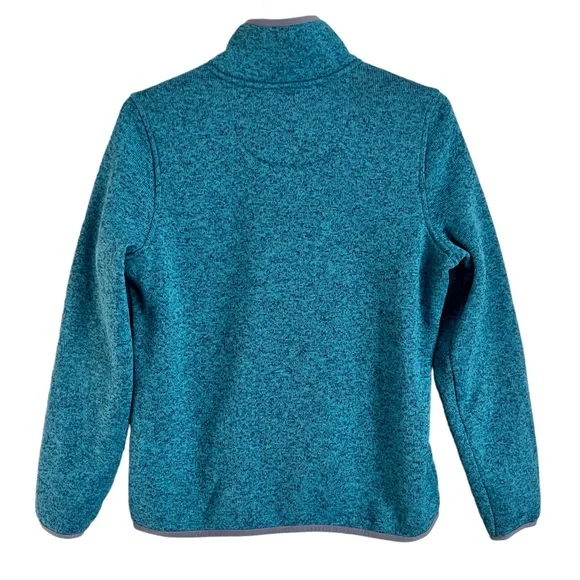 LL Bean Women’s Sweater Fleece Pullover Teal Snap Neck Outdoor Small Petite - Picture 2 of 7